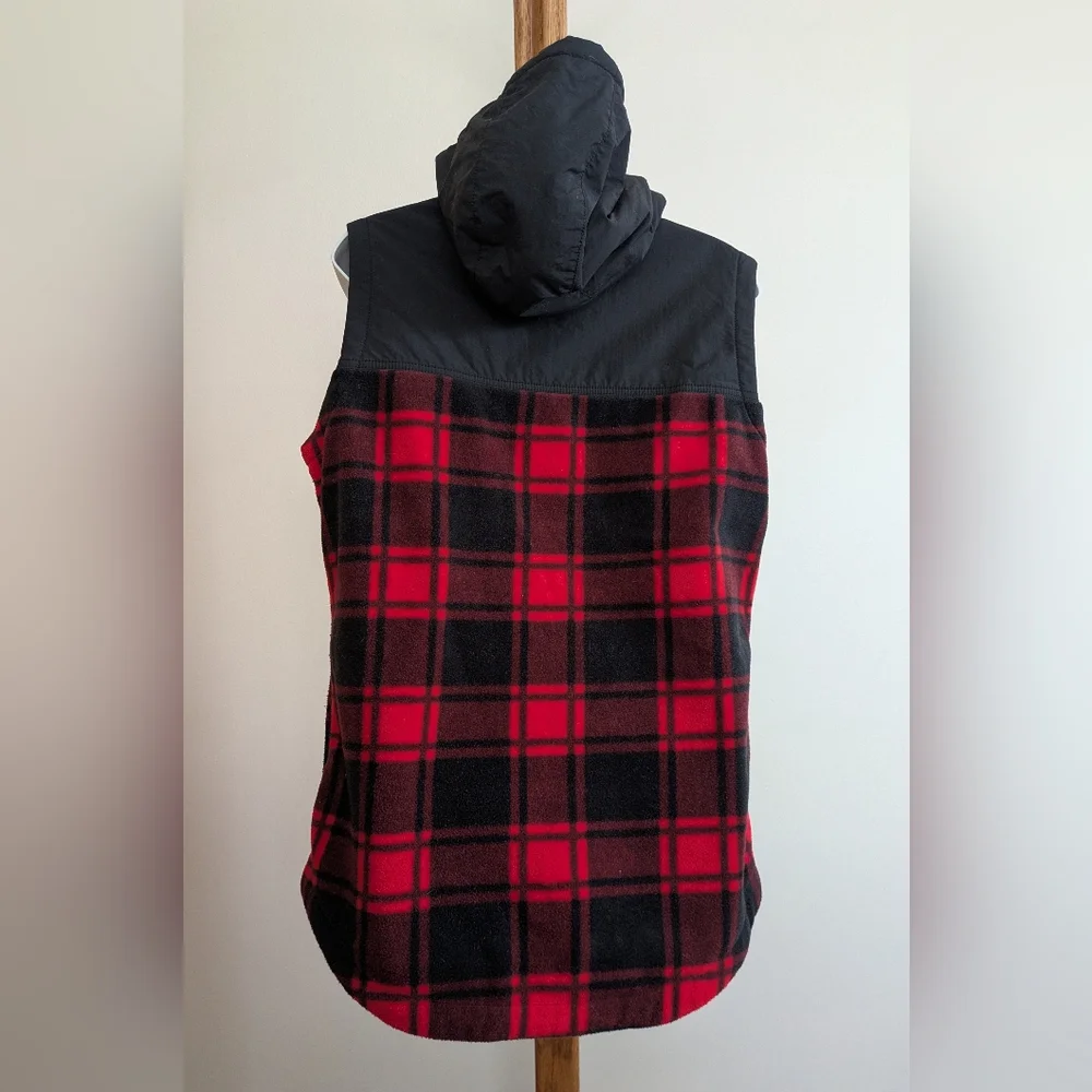 Columbia Red and Black Plaid Fleece Vest - Picture 3 of 7